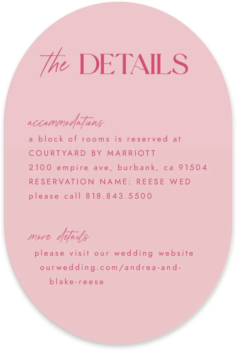 This is a 4" x 6" Wedding Invitation Enclosure Card called The Andrea printed in full color with Silver foil on Luxe Satin paper
