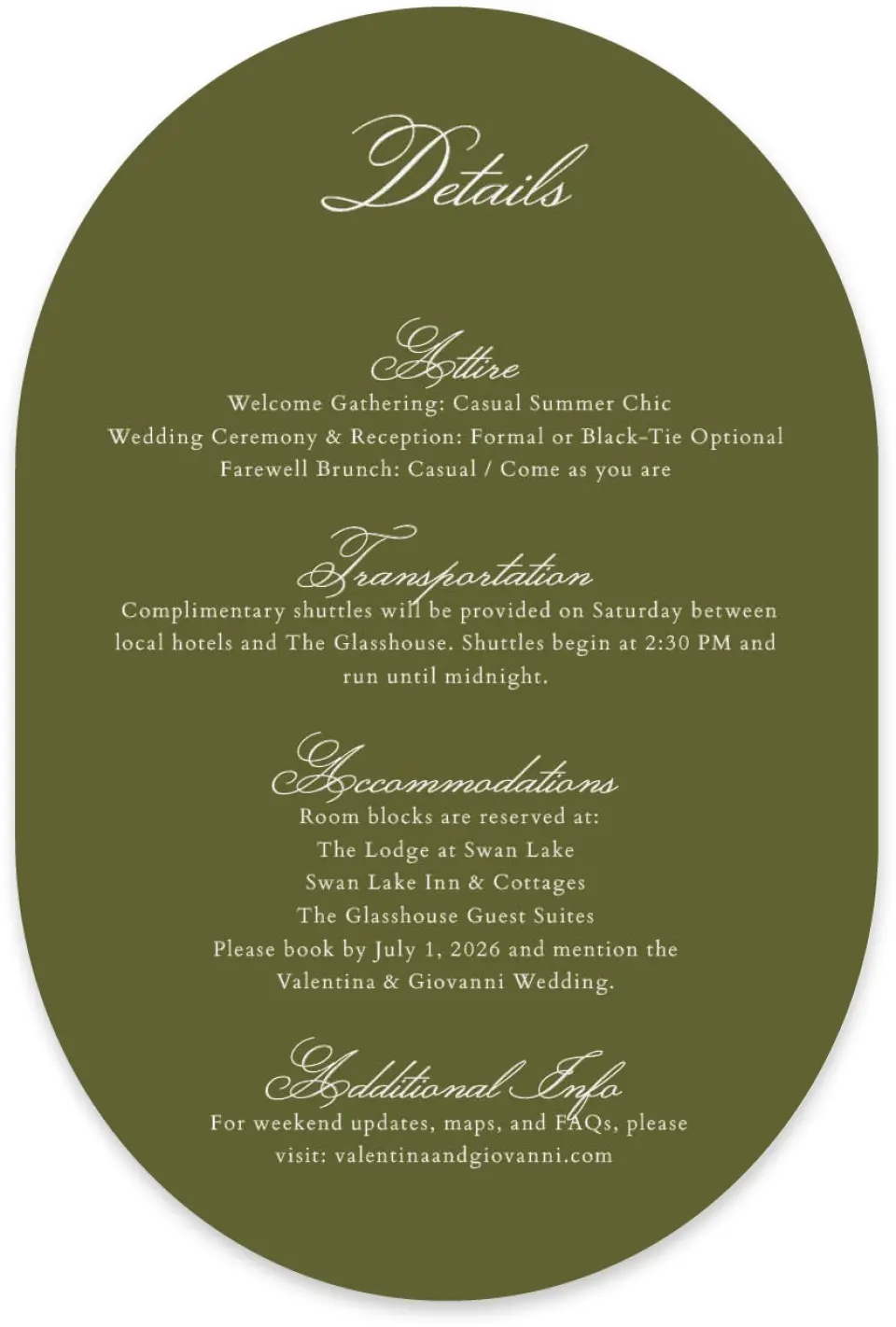 This is a 4" x 6" Wedding Invitation Enclosure Card called Holloway printed in full color with Silver foil on Luxe Satin paper