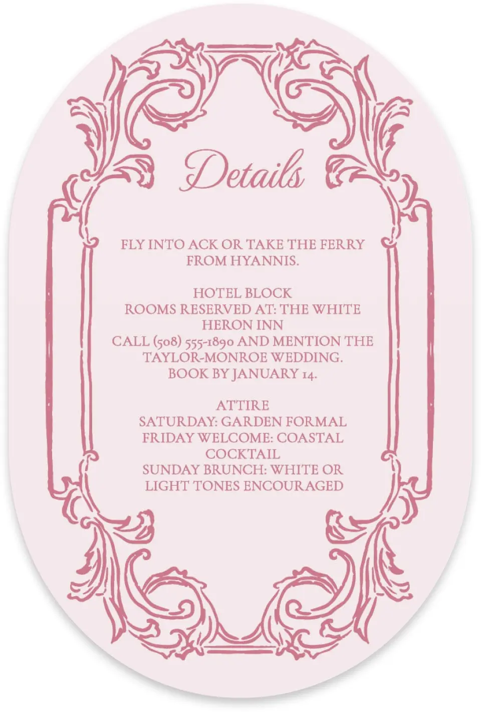 This is a 4" x 6" Wedding Invitation Enclosure Card called Nantucket printed in full color with Silver foil on Luxe Satin paper