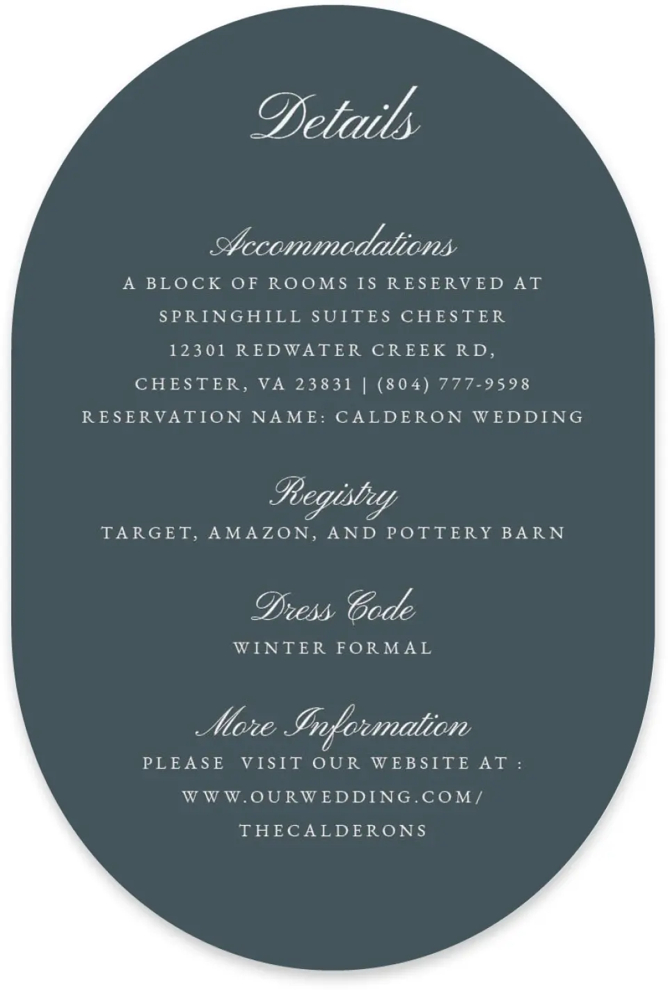 This is a 4" x 6" Wedding Invitation Enclosure Card called Heirloom Holly printed in full color with Silver foil on Luxe Satin paper