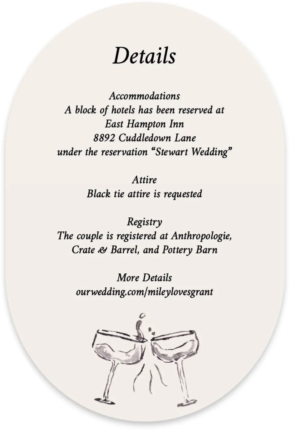 This is a 4" x 6" Wedding Invitation Enclosure Card called Mi Amor printed in full color with Silver foil on Luxe Satin paper