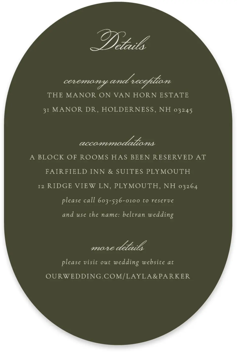 This is a 4" x 6" Wedding Invitation Enclosure Card called Holderness printed in full color with Silver foil on Luxe Satin paper