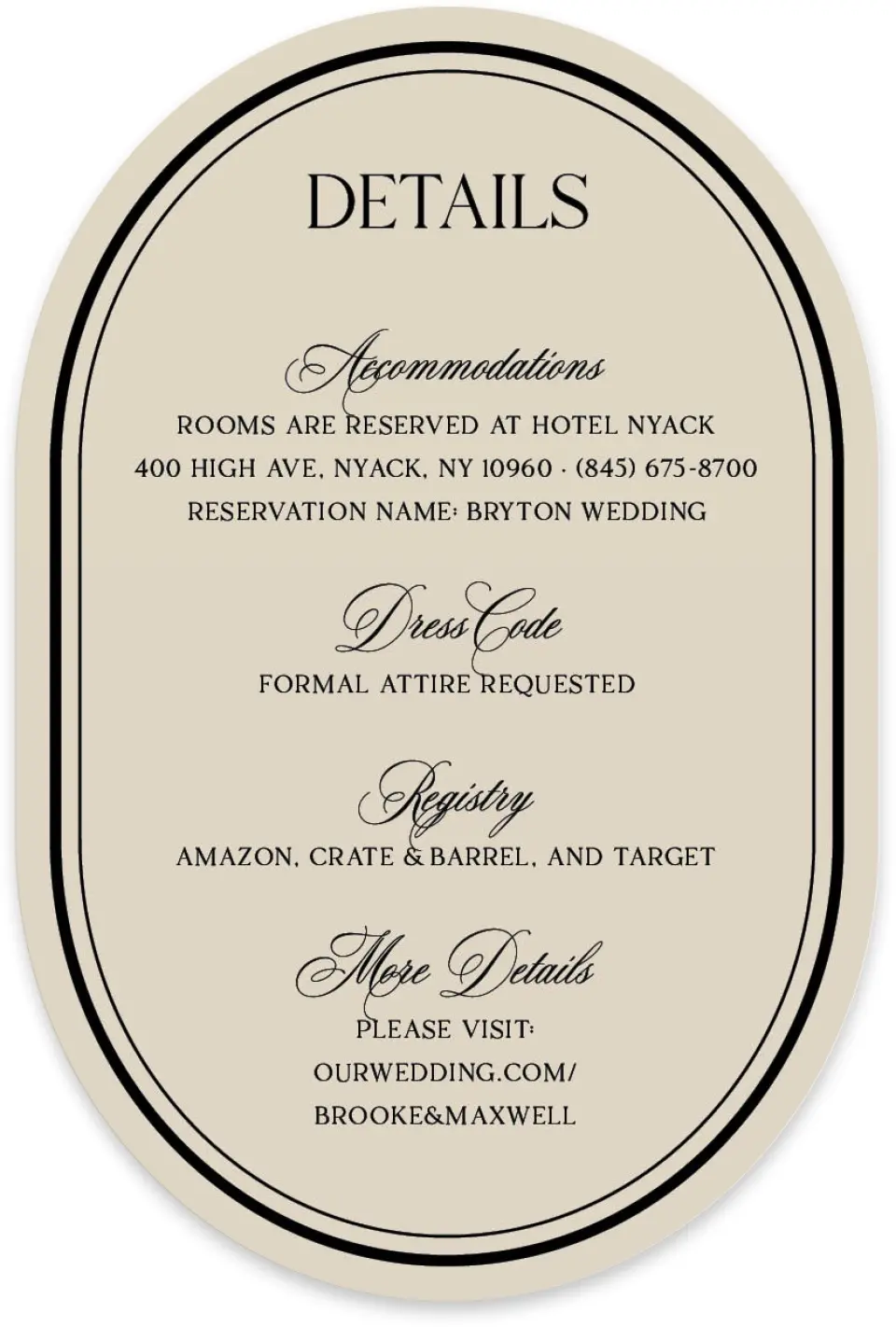 This is a 4" x 6" Wedding Invitation Enclosure Card called Greenwich printed in full color with Silver foil on Luxe Satin paper
