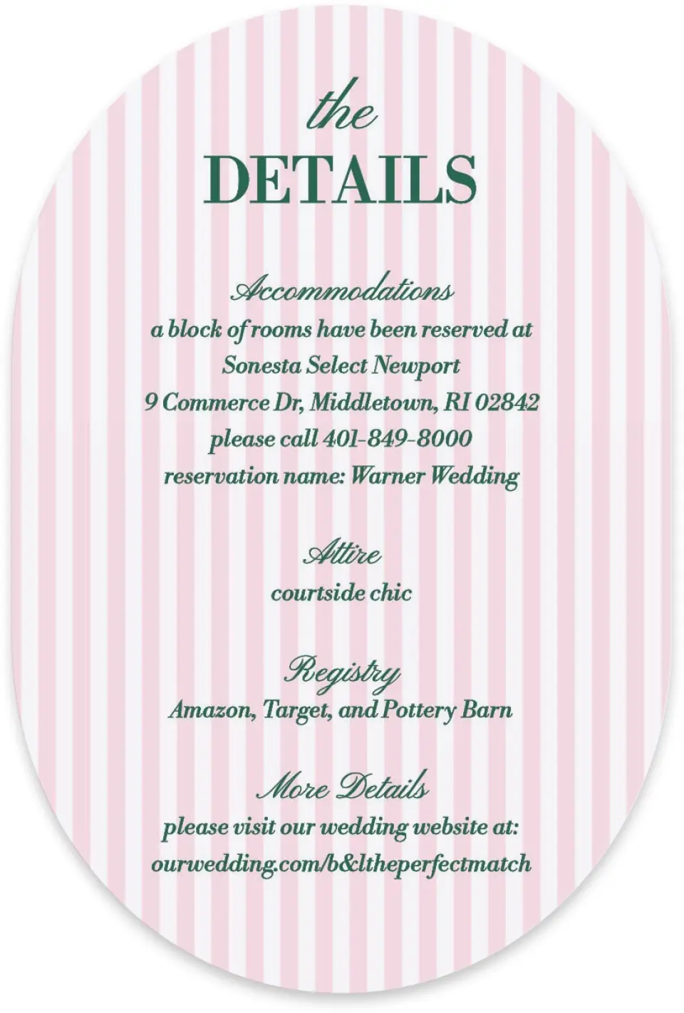 This is a 4" x 6" Wedding Invitation Enclosure Card called Serving Up Forever printed in full color with Silver foil on Luxe Satin paper