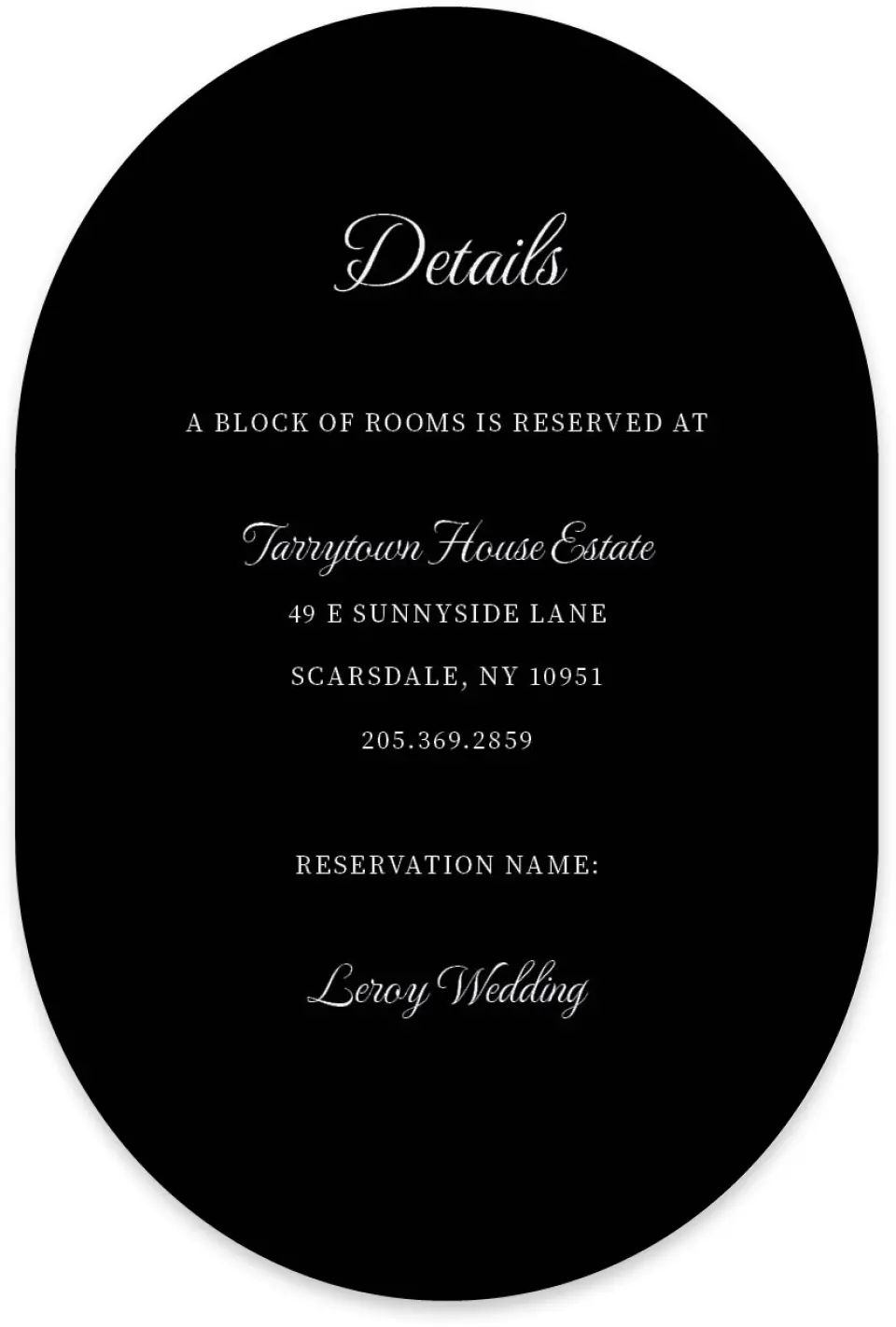 This is a 4" x 6" Wedding Invitation Enclosure Card called Scarsdale printed in full color with Silver foil on Luxe Satin paper