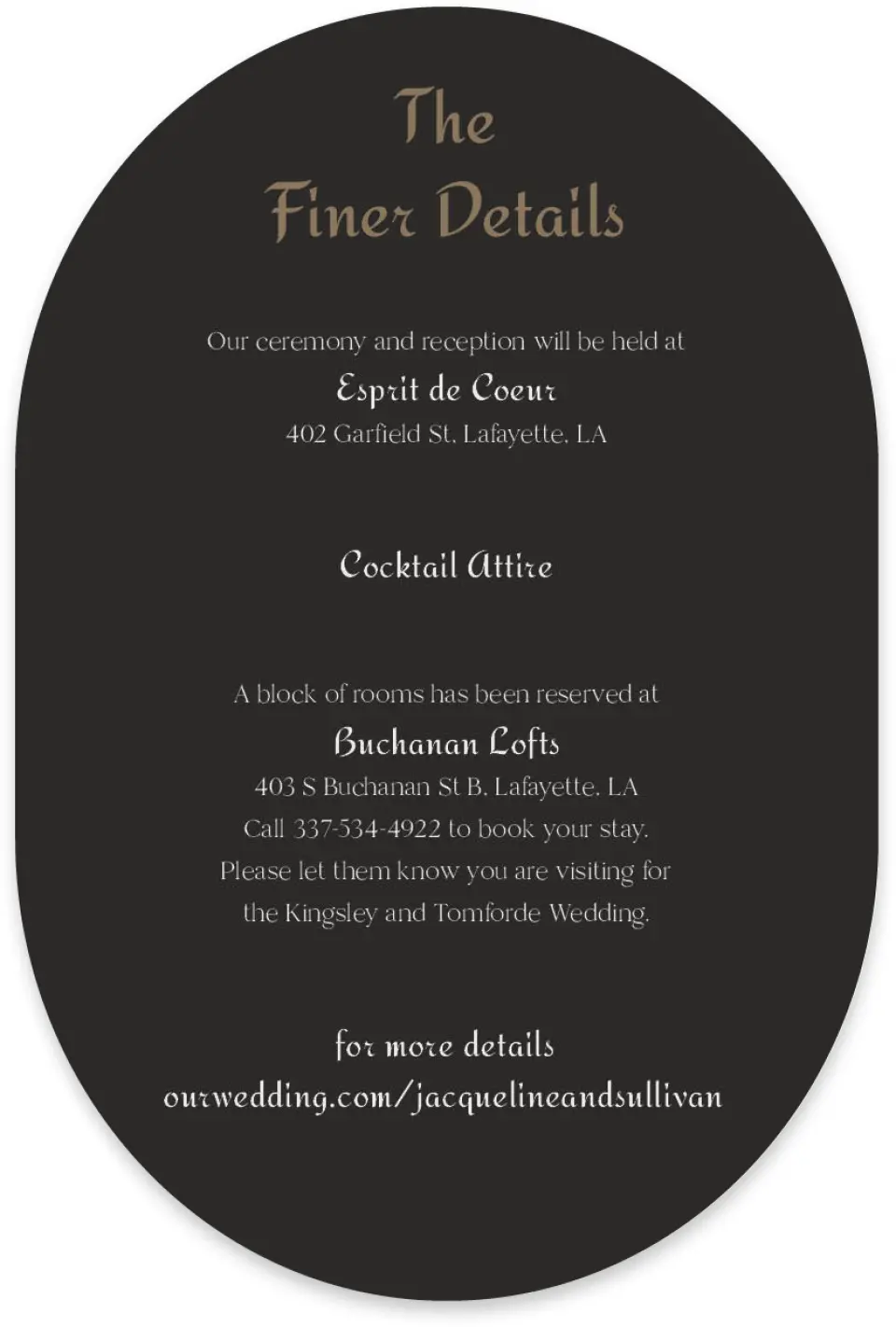 This is a 4" x 6" Wedding Invitation Enclosure Card called Lafayette printed in full color with Silver foil on Luxe Satin paper