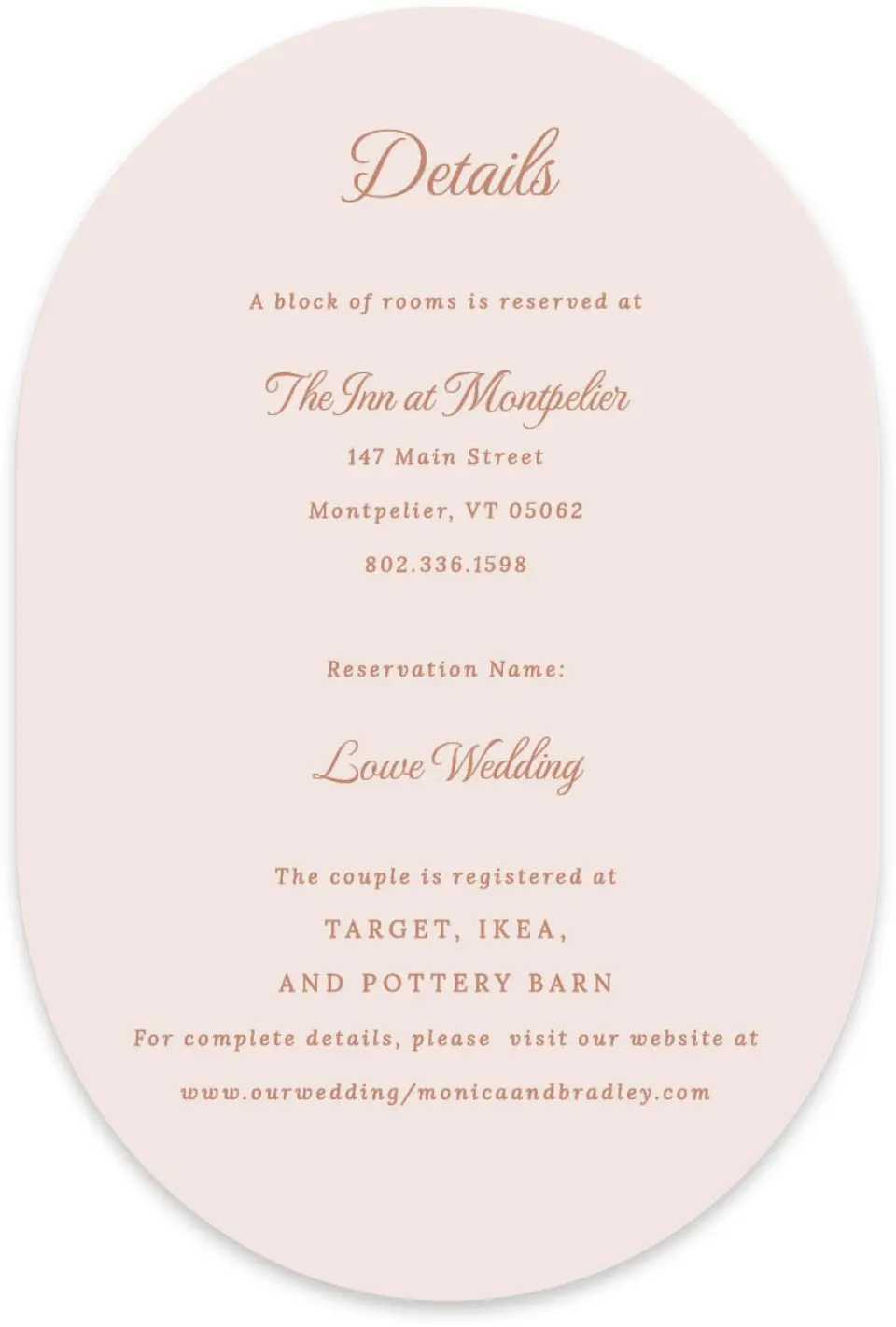 This is a 4" x 6" Wedding Invitation Enclosure Card called Bridgetown printed in full color with Silver foil on Luxe Satin paper