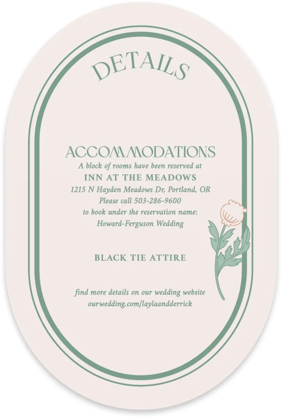 This is a 4" x 6" Wedding Invitation Enclosure Card called Vintage Dream printed in full color with Silver foil on Luxe Satin paper
