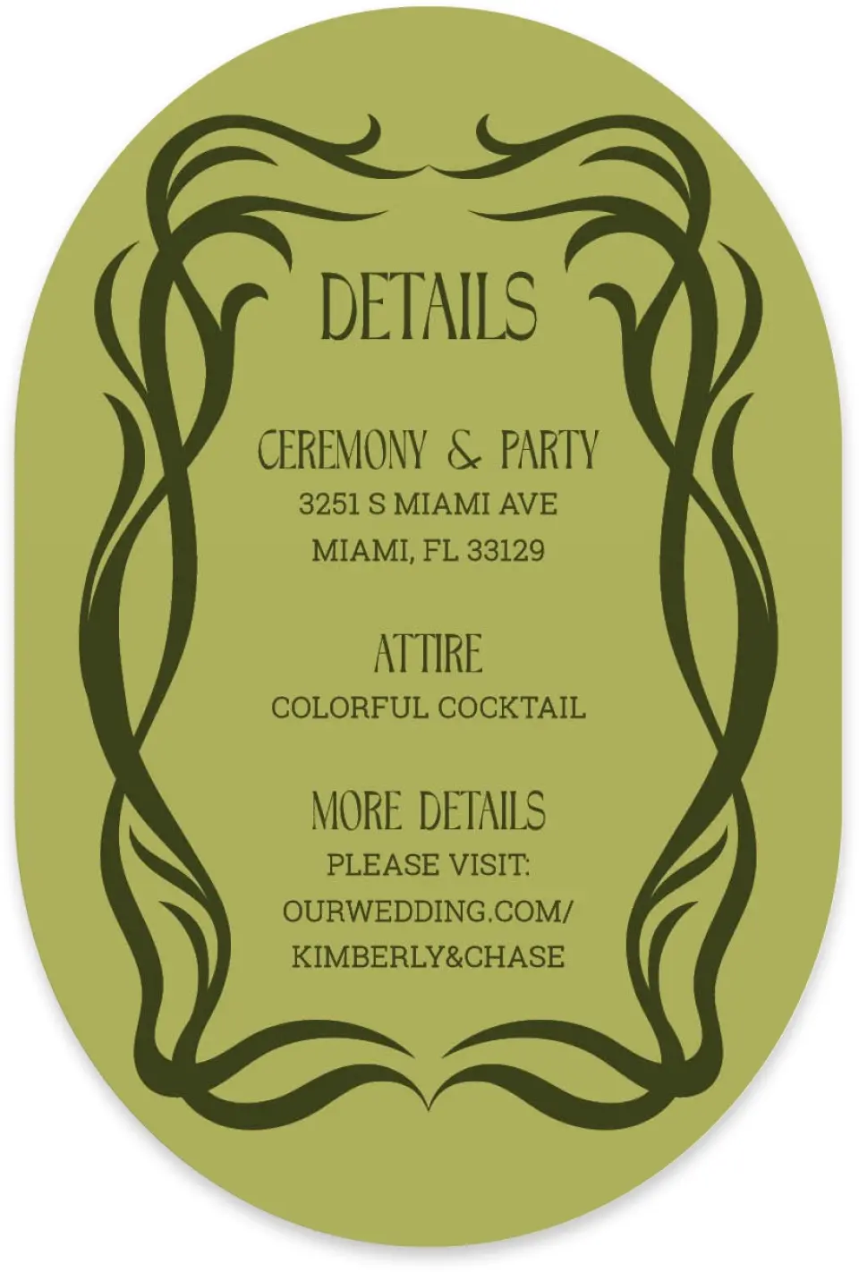 This is a 4" x 6" Wedding Invitation Enclosure Card called Nouveau Romance printed in full color with Silver foil on Luxe Satin paper