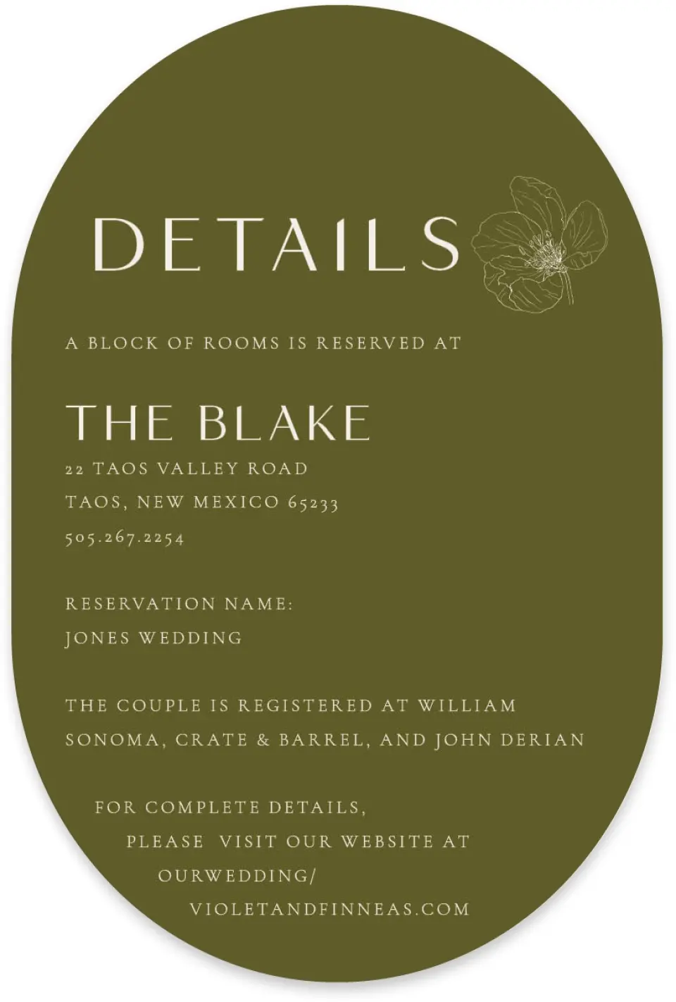 This is a 4" x 6" Wedding Invitation Enclosure Card called Delicate Love printed in full color with Silver foil on Luxe Satin paper