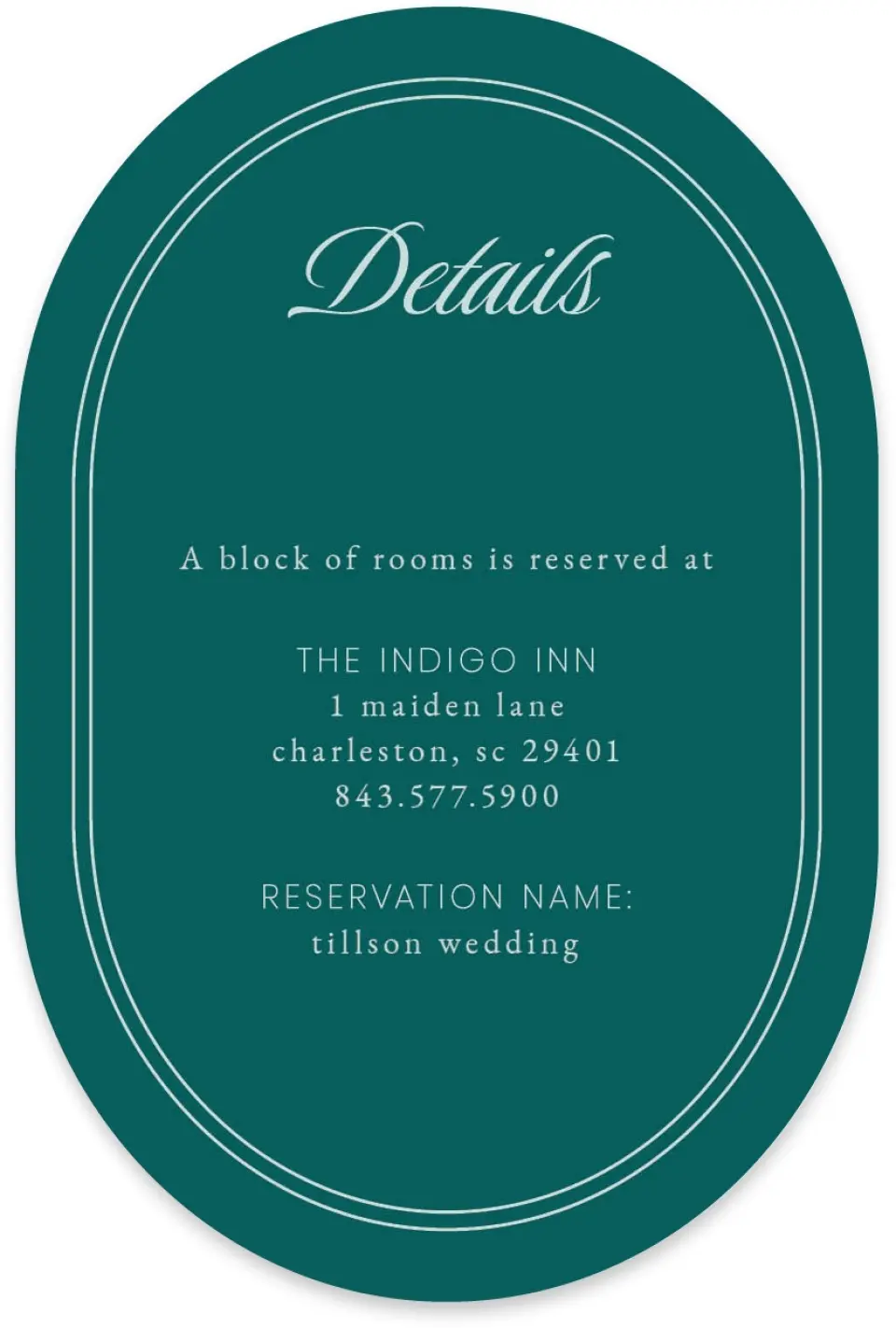 This is a 4" x 6" Wedding Invitation Enclosure Card called Faithful Frame printed in full color with Silver foil on Luxe Satin paper