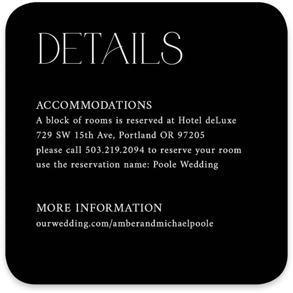 This is a 4" x 4" Wedding Invitation Enclosure Card called The Amber printed in full color on Luxe Satin paper