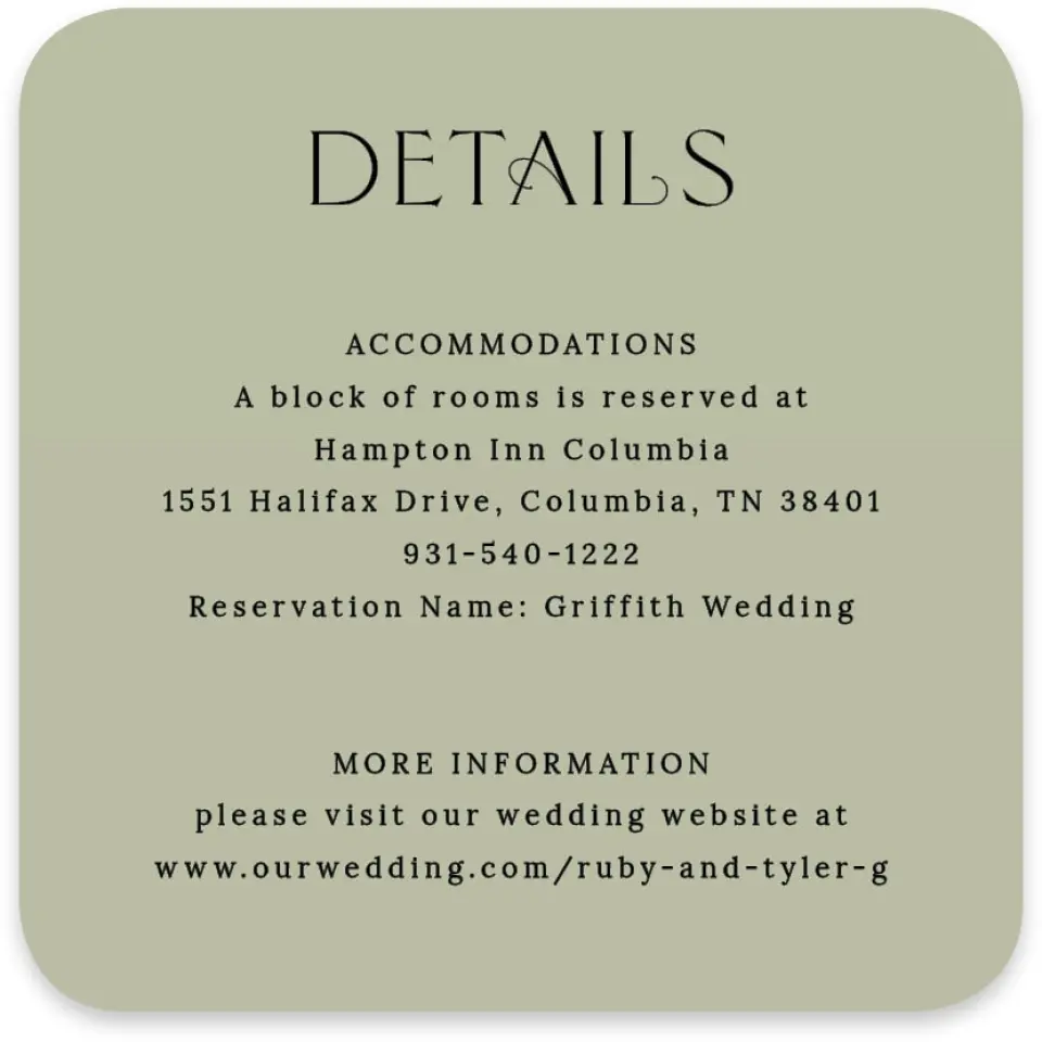 This is a 4" x 4" Wedding Invitation Enclosure Card called The Ruby printed in full color on Luxe Satin paper