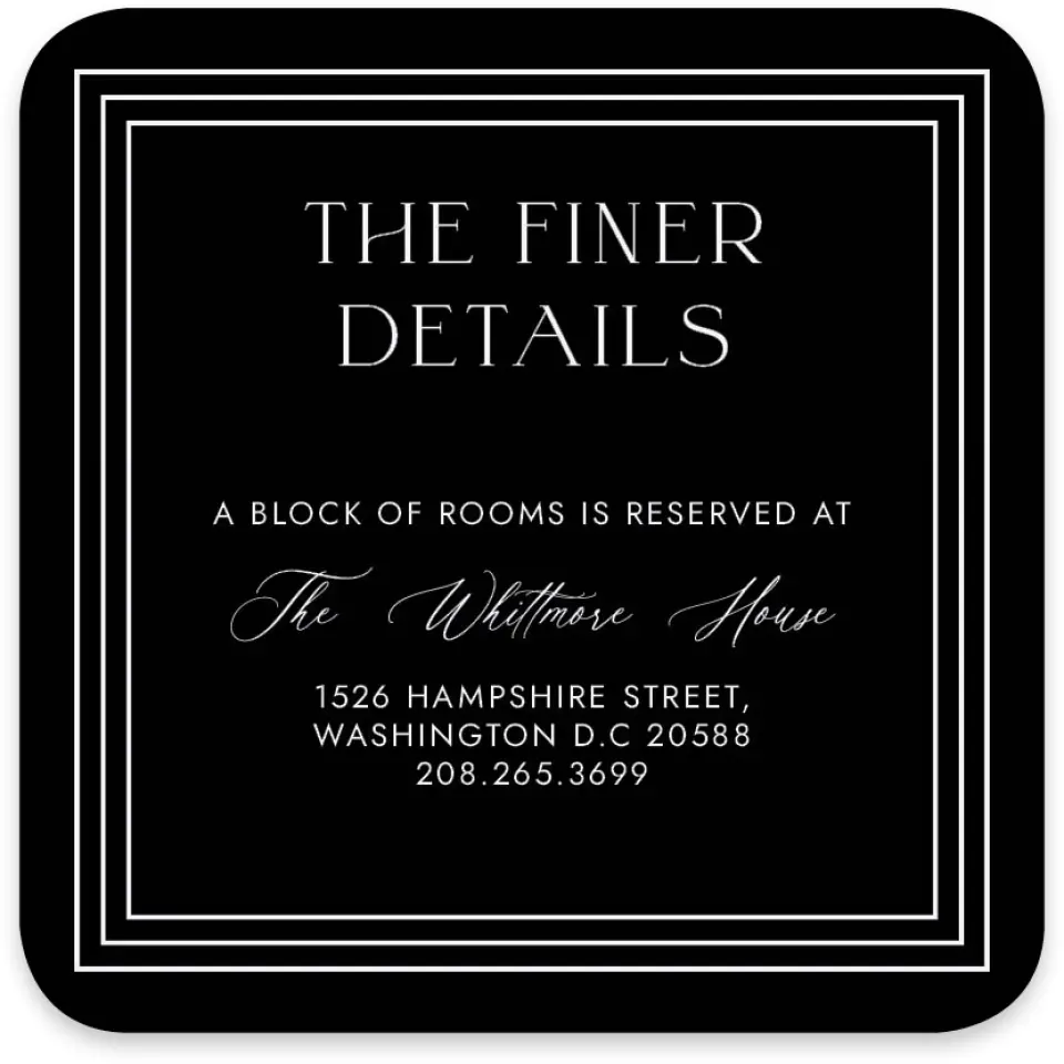 This is a 4" x 4" Wedding Invitation Enclosure Card called Passionate Arch printed in full color with Gold foil on Luxe Satin paper