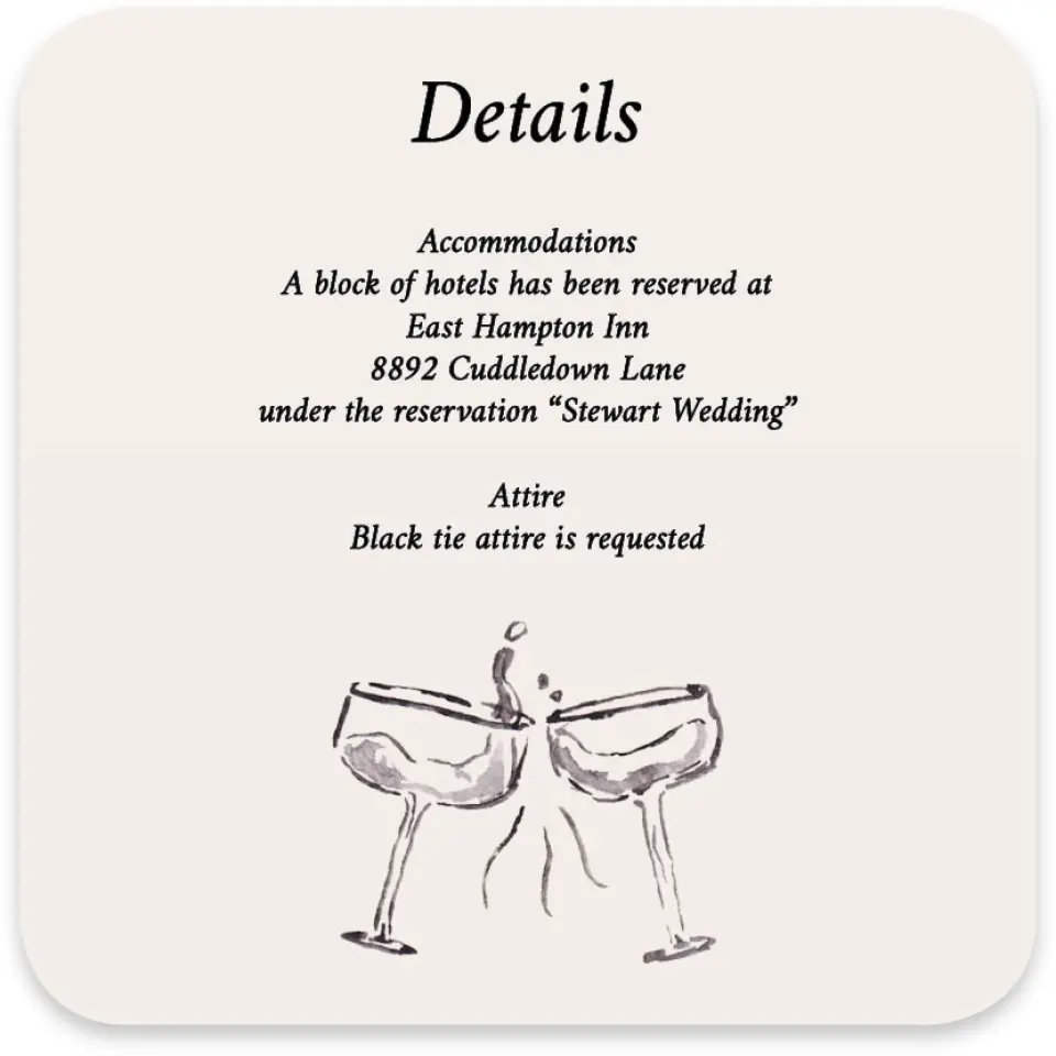 This is a 4" x 4" Wedding Invitation Enclosure Card called Mi Amor printed in full color on Luxe Satin paper