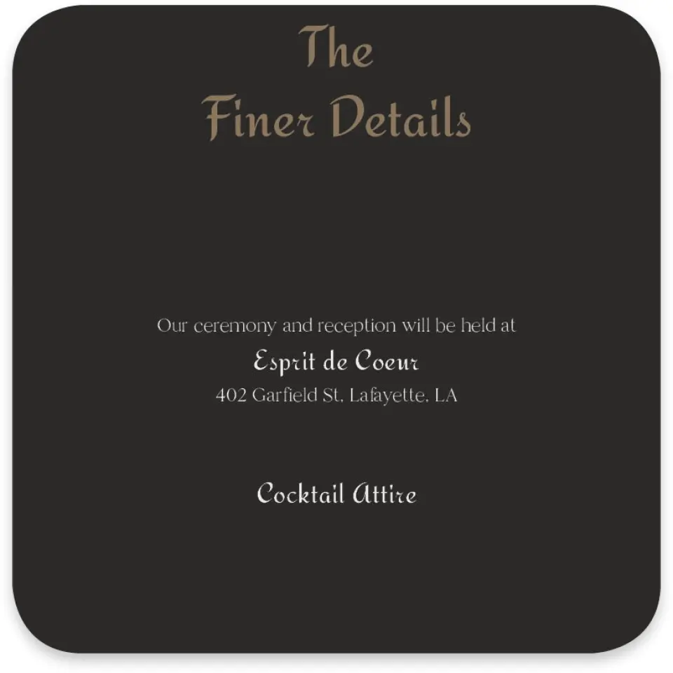 This is a 4" x 4" Wedding Invitation Enclosure Card called Lafayette printed in full color on Luxe Satin paper