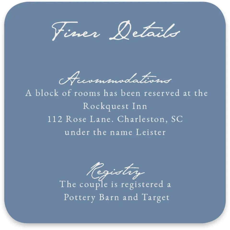 This is a 4" x 4" Wedding Invitation Enclosure Card called Rosewood printed in full color on Luxe Satin paper