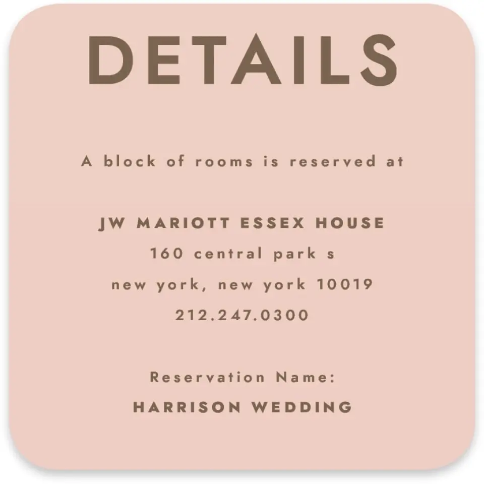 This is a 4" x 4" Wedding Invitation Enclosure Card called Serendipity & Stripes printed in full color on Luxe Satin paper
