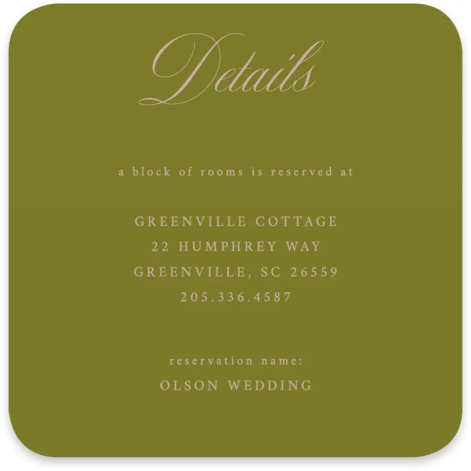 This is a 4" x 4" Wedding Invitation Enclosure Card called Love Off Script printed in full color on Luxe Satin paper