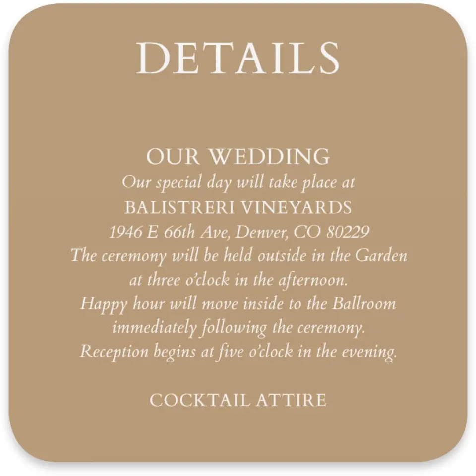This is a 4" x 4" Wedding Invitation Enclosure Card called Soft Branchlets printed in full color on Luxe Satin paper