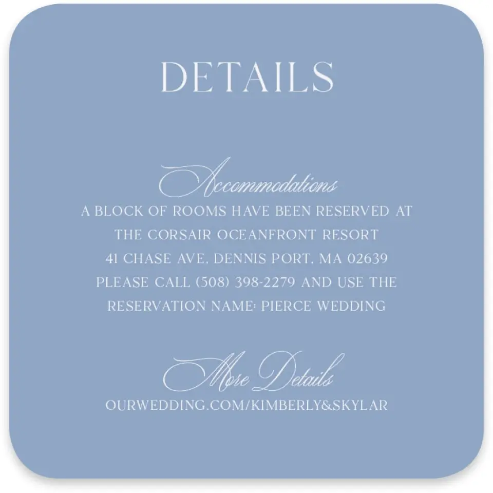 This is a 4" x 4" Wedding Invitation Enclosure Card called Woven Serenity printed in full color on Luxe Satin paper