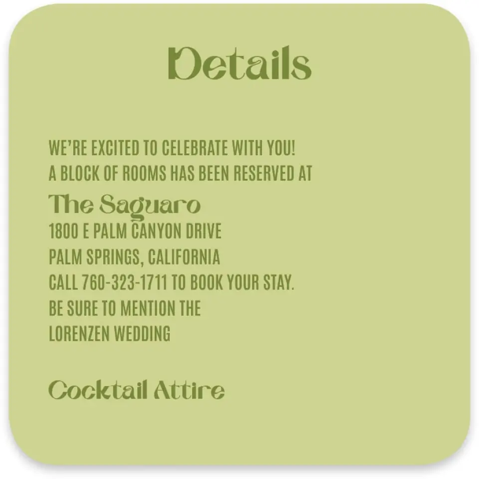 This is a 4" x 4" Wedding Invitation Enclosure Card called Zephyr printed in full color on Luxe Satin paper