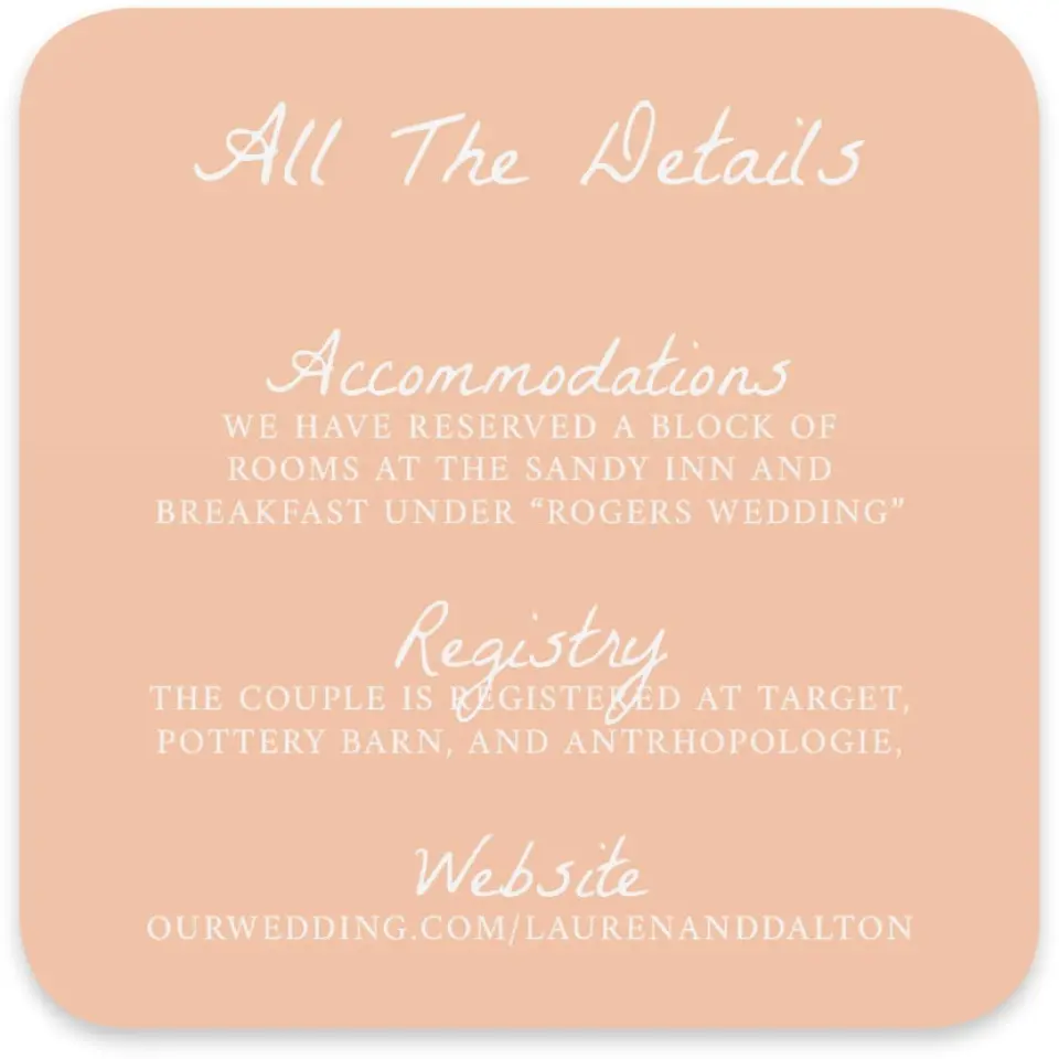 This is a 4" x 4" Wedding Invitation Enclosure Card called Ever After Blooms printed in full color on Luxe Satin paper