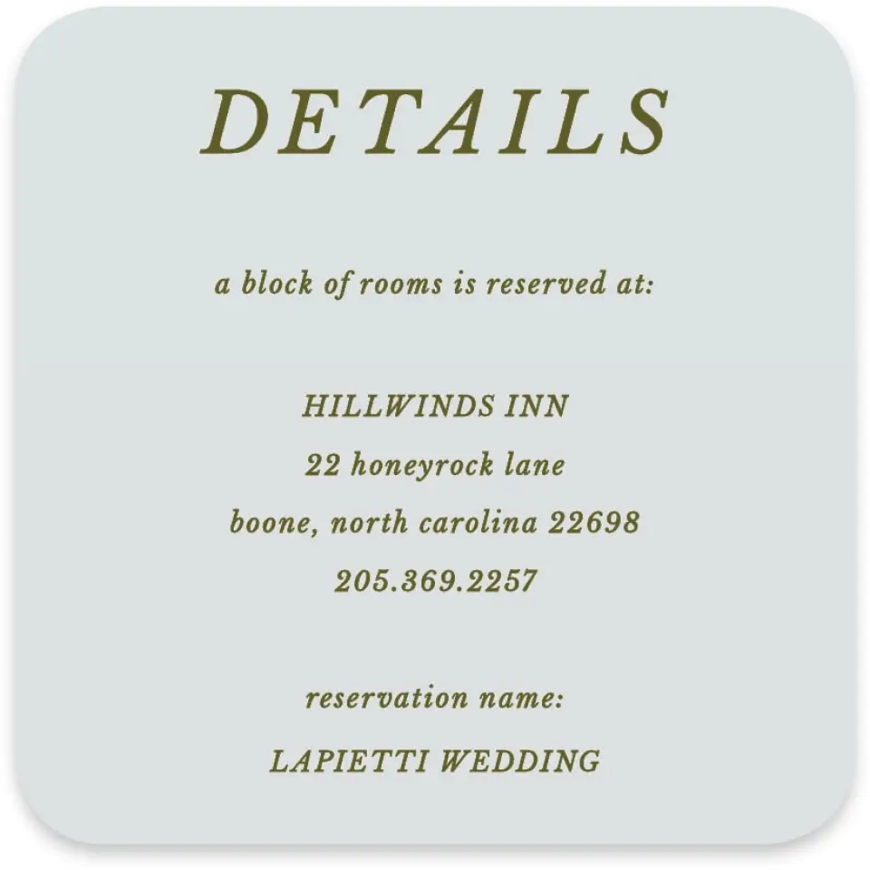 This is a 4" x 4" Wedding Invitation Enclosure Card called Love You Forever printed in full color on Luxe Satin paper