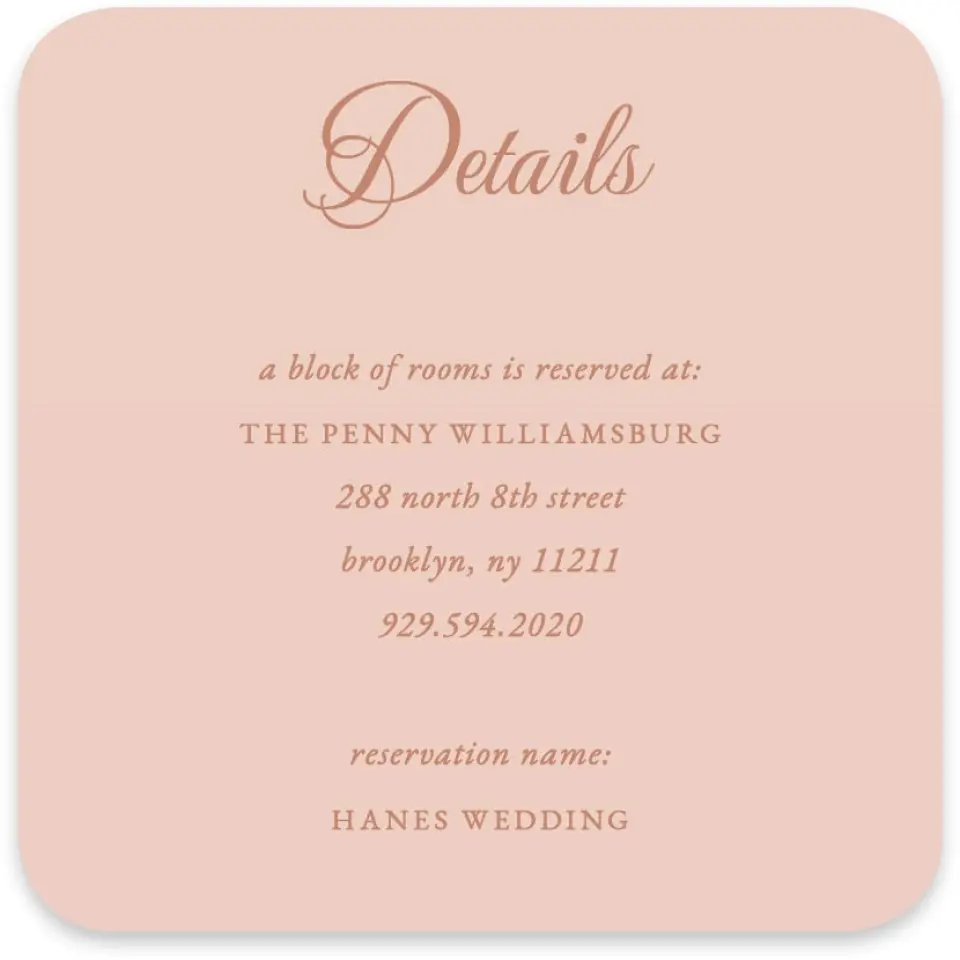This is a 4" x 4" Wedding Invitation Enclosure Card called Patterned Love printed in full color on Luxe Satin paper