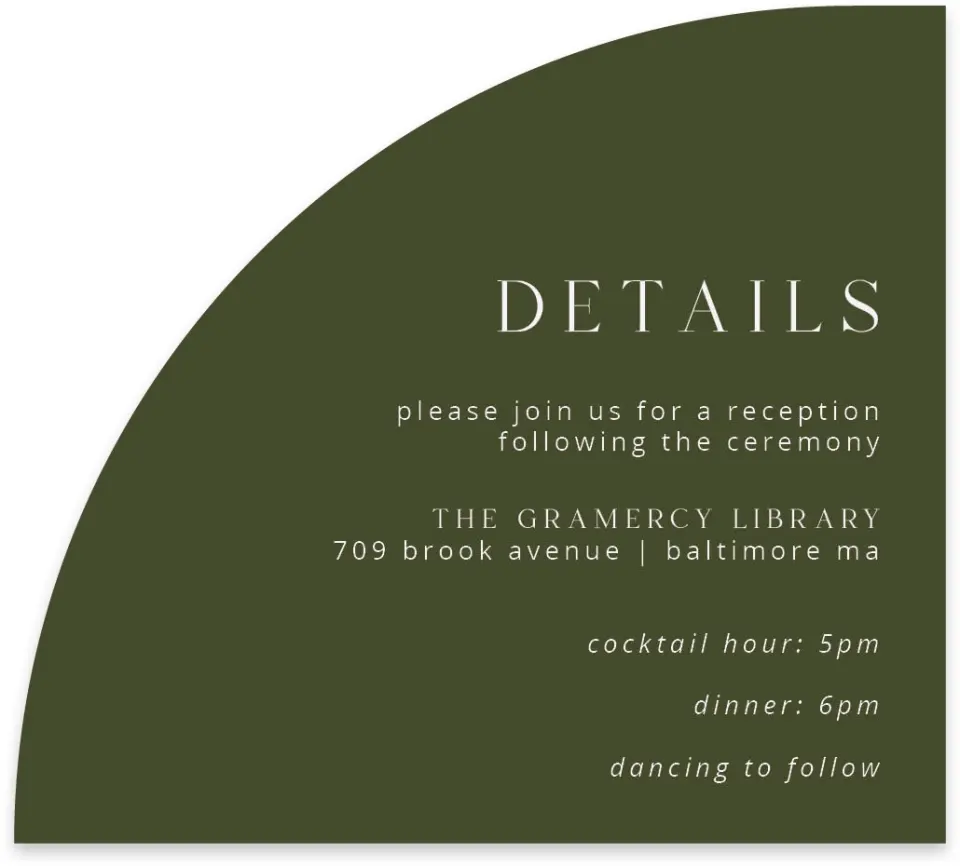 This is a 5" x 4½" Wedding Invitation Enclosure Card called The Jasmine printed in full color on Luxe Satin paper