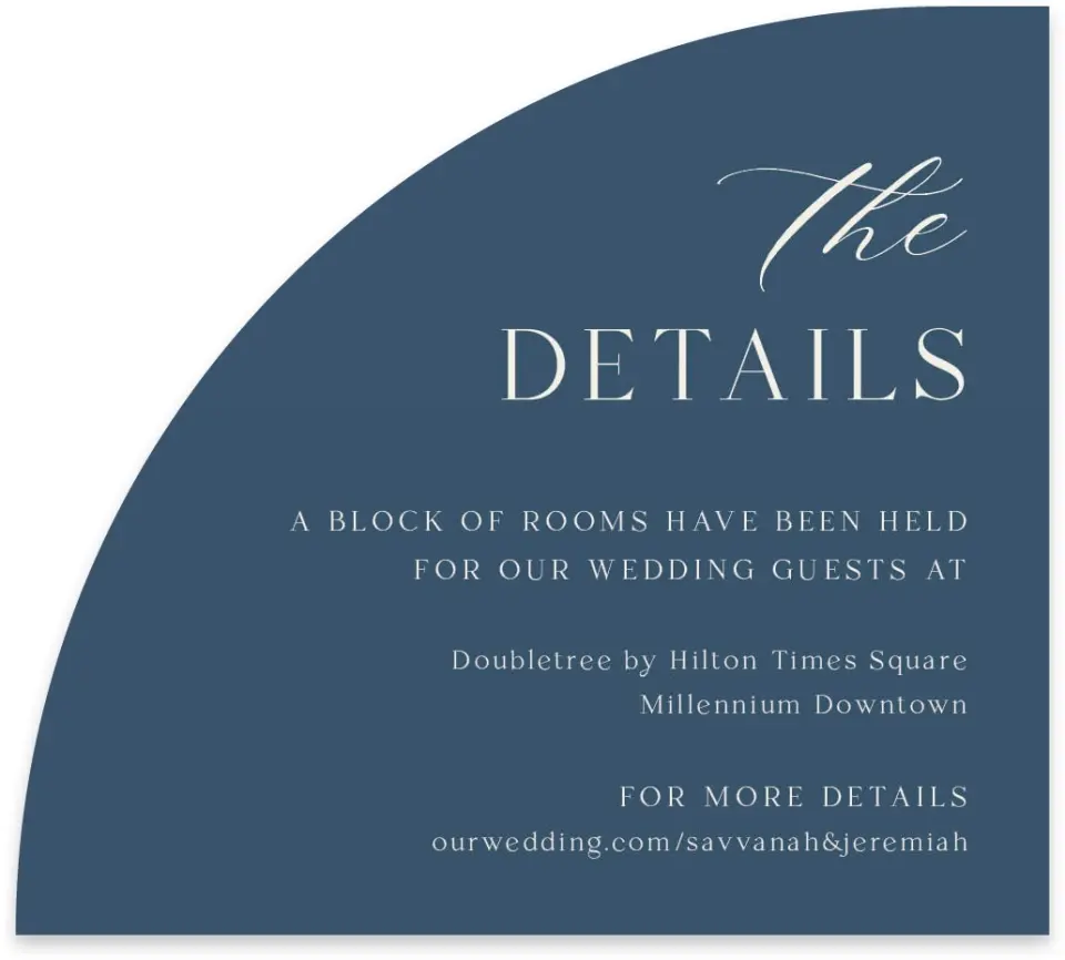 This is a 5" x 4½" Wedding Invitation Enclosure Card called The Savannah printed in full color on Luxe Satin paper