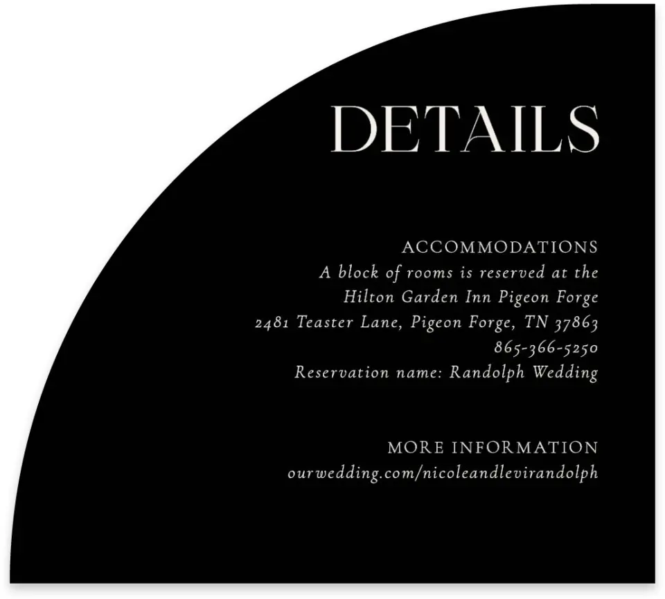 This is a 5" x 4½" Wedding Invitation Enclosure Card called The Nicole printed in full color on Luxe Satin paper
