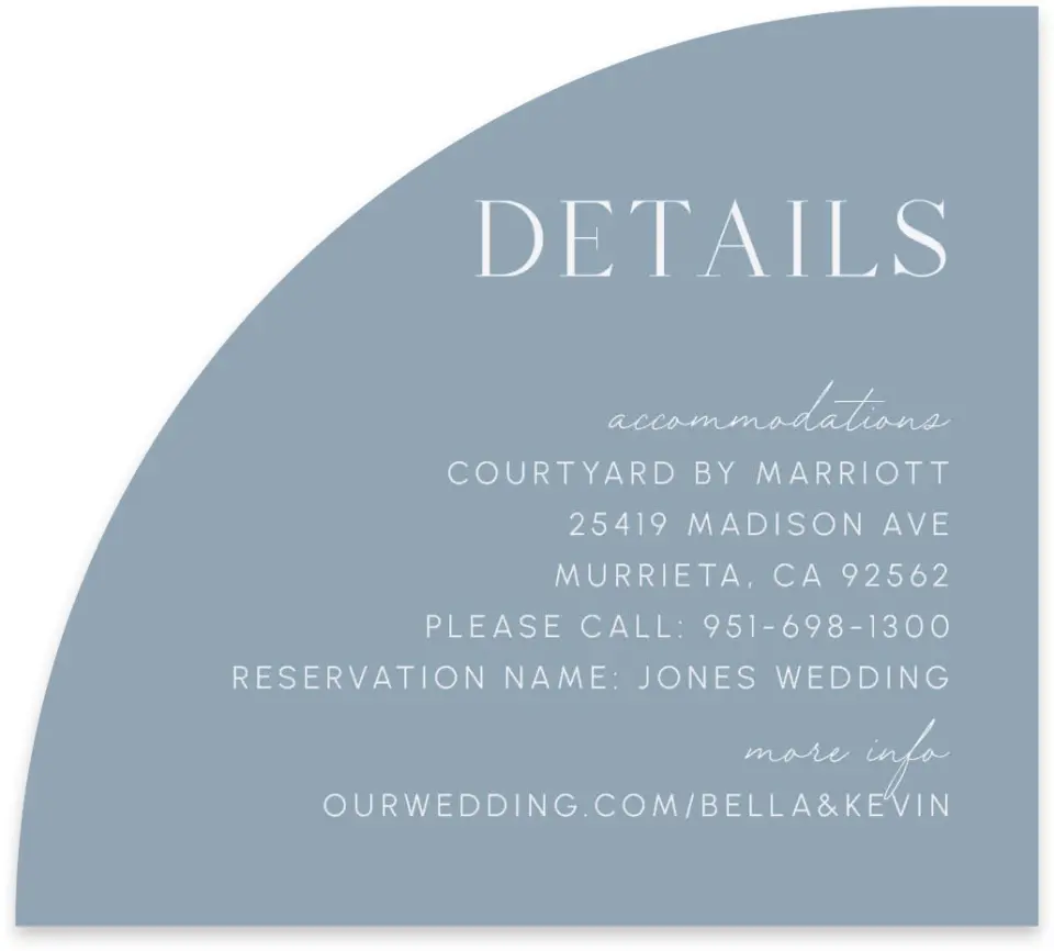 This is a 5" x 4½" Wedding Invitation Enclosure Card called The Isabella printed in full color on Luxe Satin paper