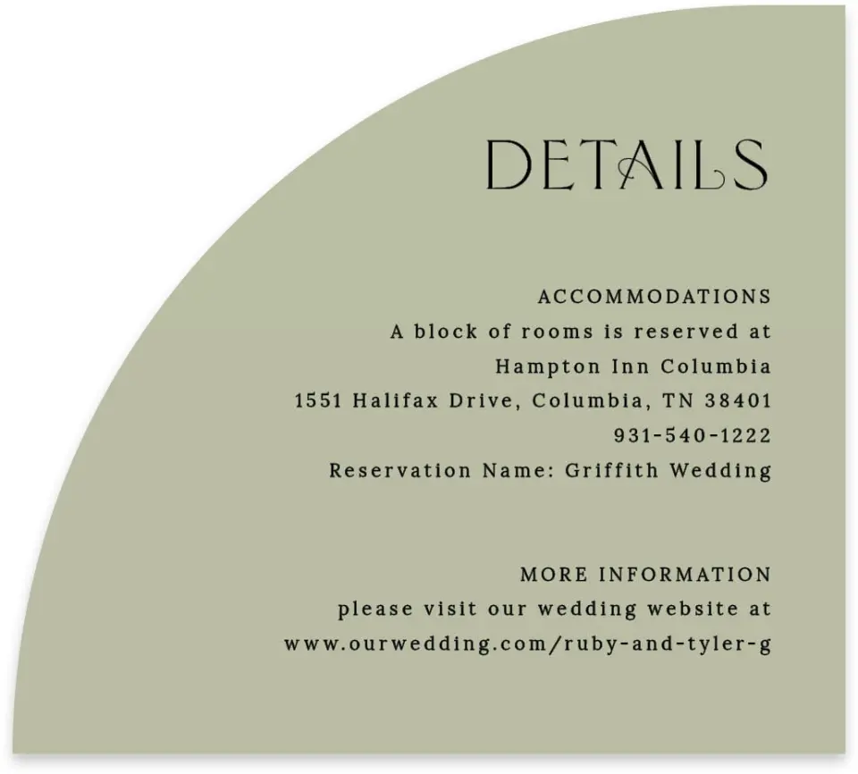 This is a 5" x 4½" Wedding Invitation Enclosure Card called The Ruby printed in full color on Luxe Satin paper