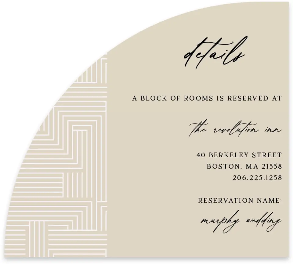 This is a 5" x 4½" Wedding Invitation Enclosure Card called Love Maze printed in full color with Gold foil on Luxe Satin paper