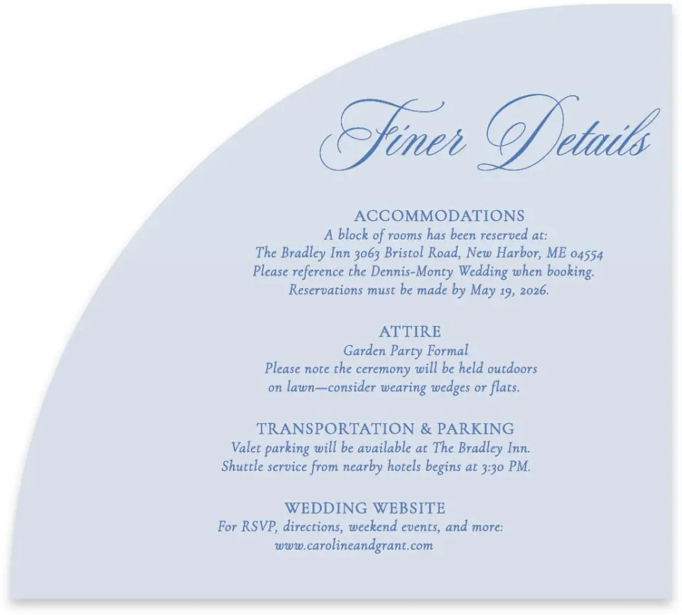 This is a 5" x 4½" Wedding Invitation Enclosure Card called Bradley printed in full color on Luxe Satin paper