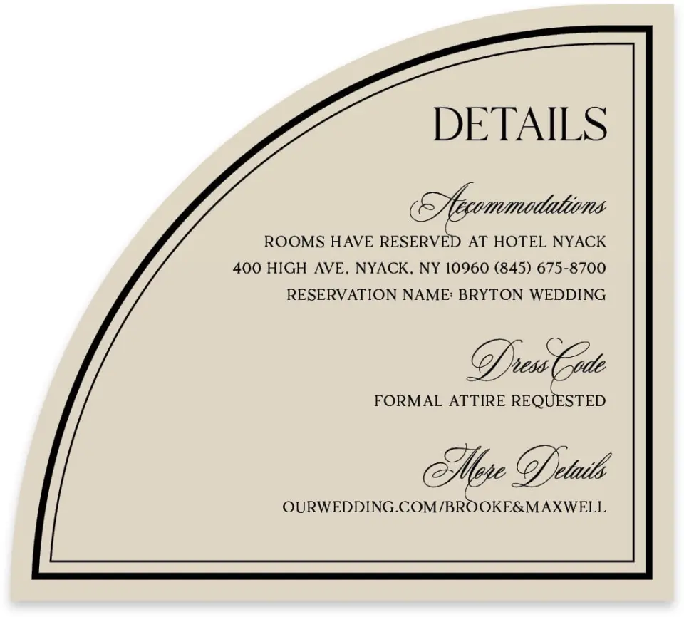 This is a 5" x 4½" Wedding Invitation Enclosure Card called Greenwich printed in full color on Luxe Satin paper