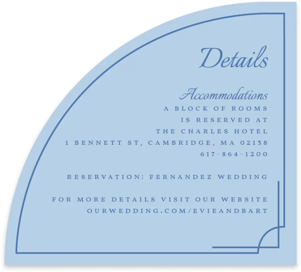 This is a 5" x 4½" Wedding Invitation Enclosure Card called Cambridge printed in full color on Luxe Satin paper