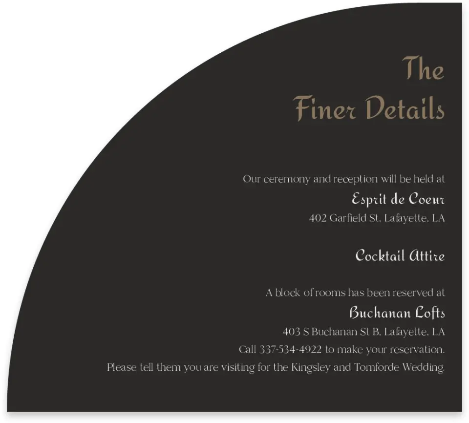 This is a 5" x 4½" Wedding Invitation Enclosure Card called Lafayette printed in full color on Luxe Satin paper