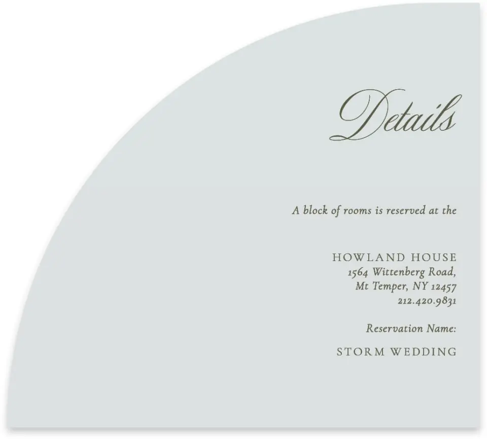 This is a 5" x 4½" Wedding Invitation Enclosure Card called Foxfire printed in full color on Luxe Satin paper