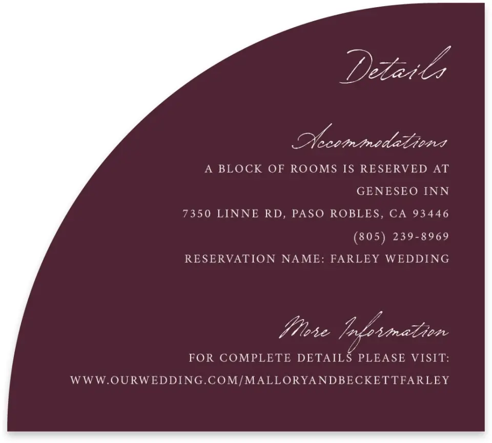 This is a 5" x 4½" Wedding Invitation Enclosure Card called Ivyhill printed in full color on Luxe Satin paper