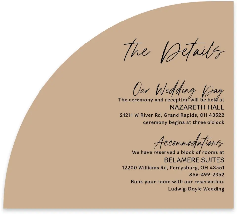 This is a 5" x 4½" Wedding Invitation Enclosure Card called Nazareth & Stone printed in full color on Luxe Satin paper