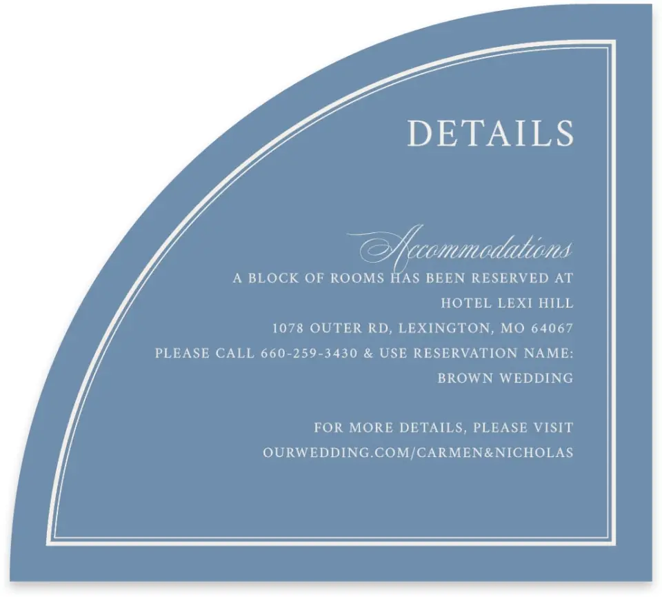 This is a 5" x 4½" Wedding Invitation Enclosure Card called Vintage Reverie printed in full color on Luxe Satin paper