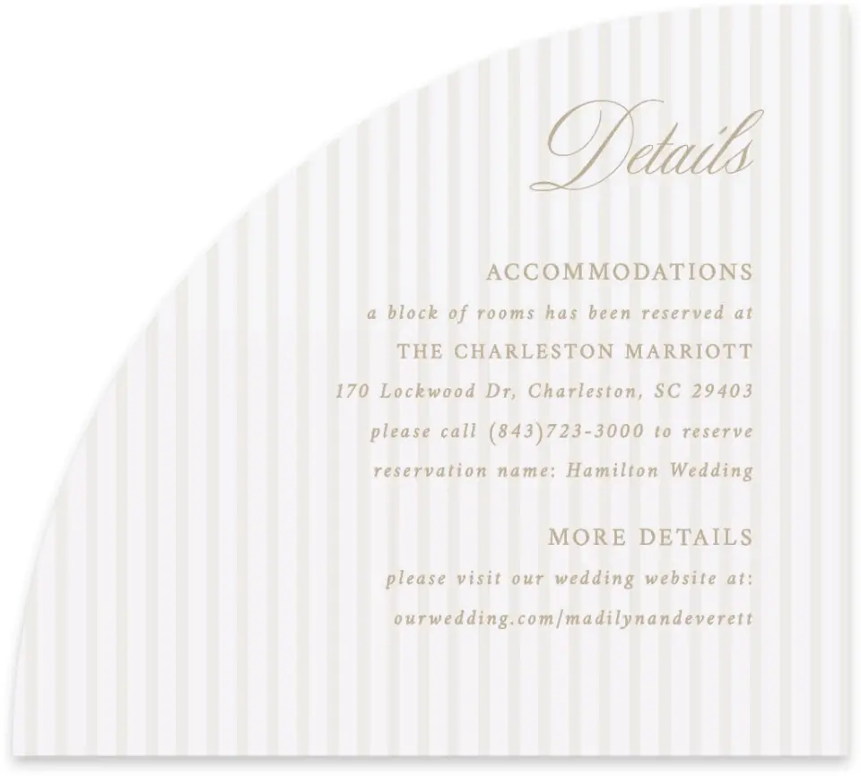 This is a 5" x 4½" Wedding Invitation Enclosure Card called Elegant Shell printed in full color on Luxe Satin paper