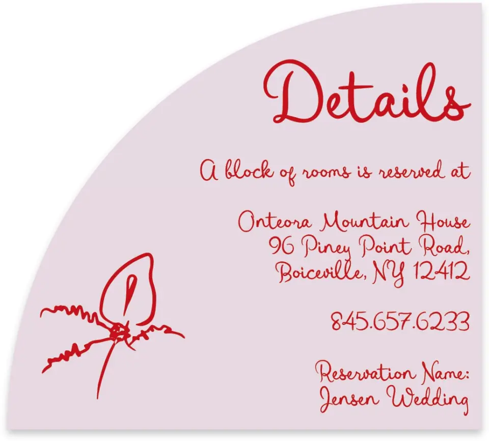 This is a 5" x 4½" Wedding Invitation Enclosure Card called Flourishing Love printed in full color with Gold foil on Luxe Satin paper