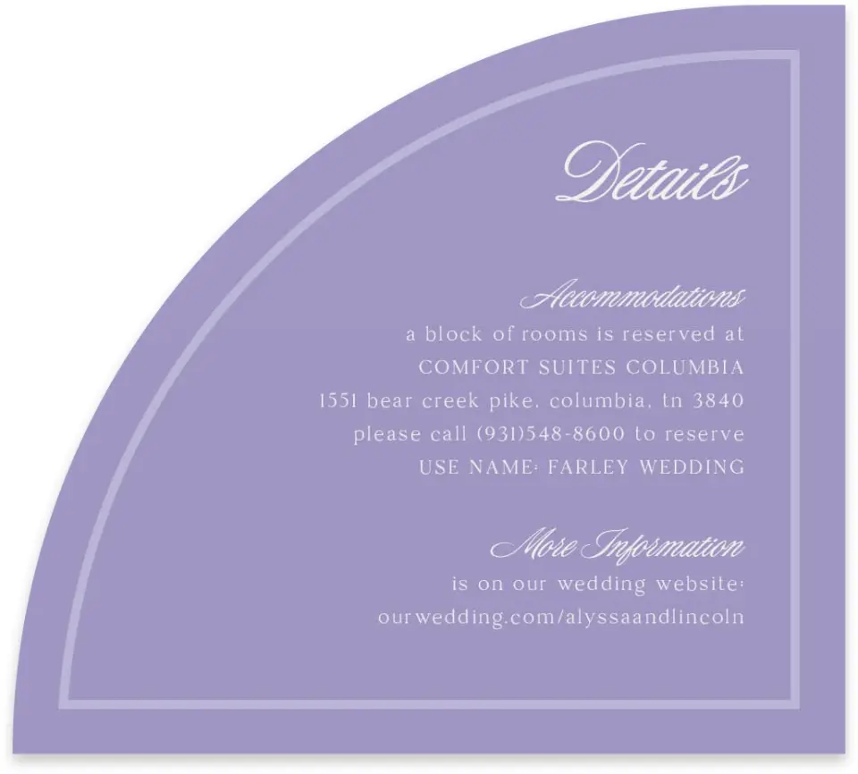 This is a 5" x 4½" Wedding Invitation Enclosure Card called Gentle Garden printed in full color with Gold foil on Luxe Satin paper