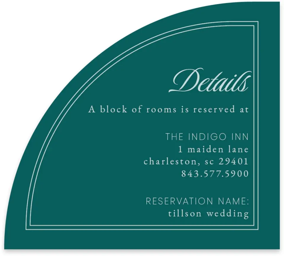 This is a 5" x 4½" Wedding Invitation Enclosure Card called Faithful Frame printed in full color with Gold foil on Luxe Satin paper