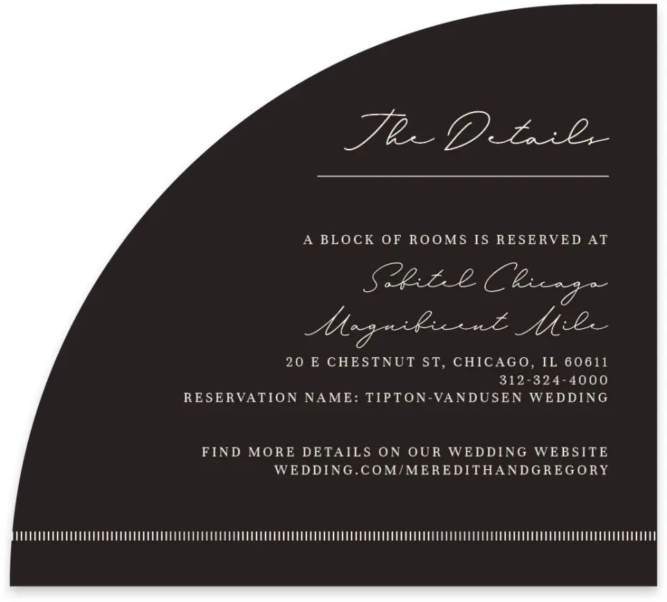 This is a 5" x 4½" Wedding Invitation Enclosure Card called Opulent Endearment printed in full color with Gold foil on Luxe Satin paper