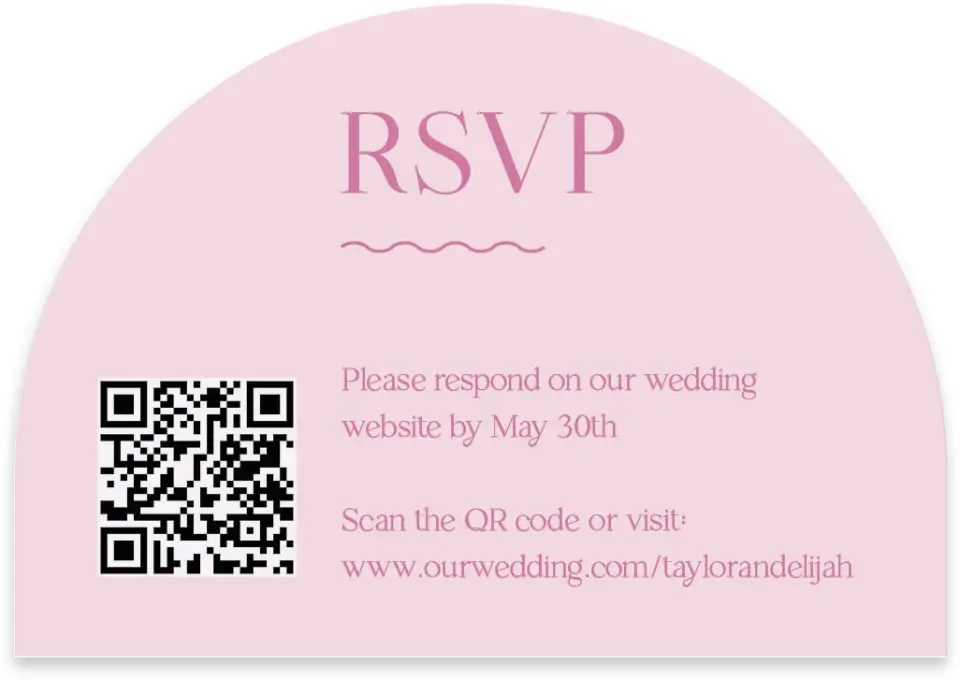 This is a 5" x 3½" Wedding Invitation RSVP Postcard called The Taylor printed in full color on Luxe Satin paper