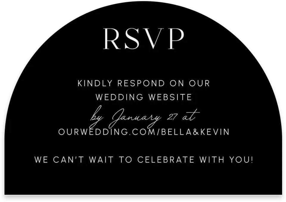 This is a 5" x 3½" Wedding Invitation RSVP Postcard called The Isabella printed in full color with Rose Gold foil on Luxe Satin paper